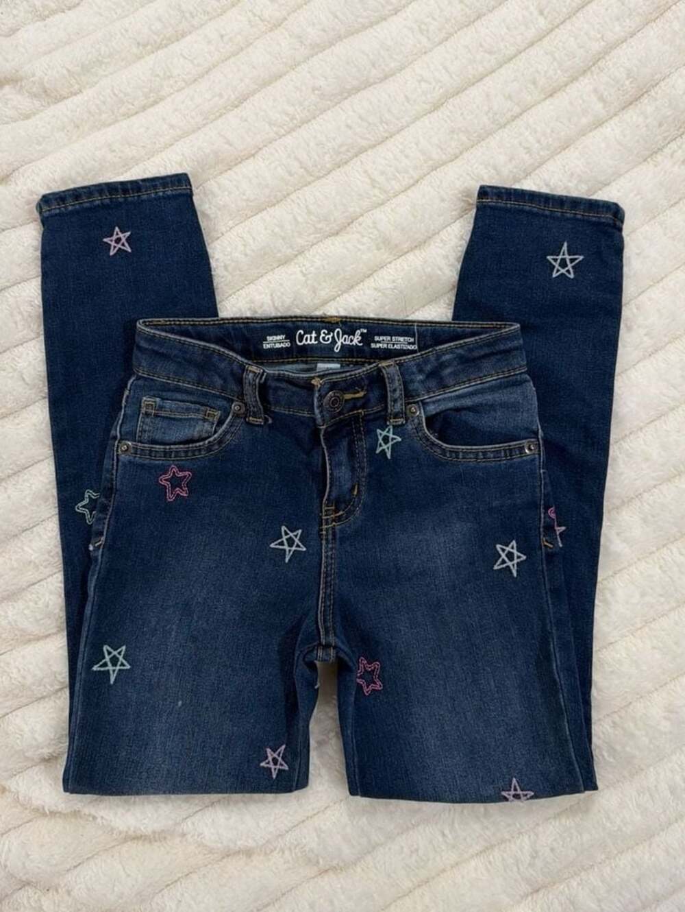 Cat & Jack Girls 6X Super Stretch Skinny Jeans with Embroidered Stars